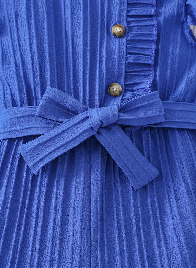 تايك تو جمبسوت واسع الأرجل بحزام وتفاصيل أزرار زرقاء للبنات من تيك تو - Image 5