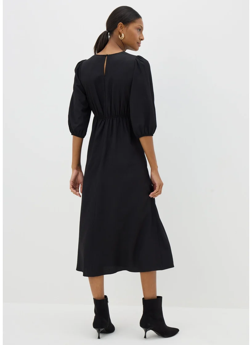 Matalan Black 3/4 Sleeve Tea Midi Dress