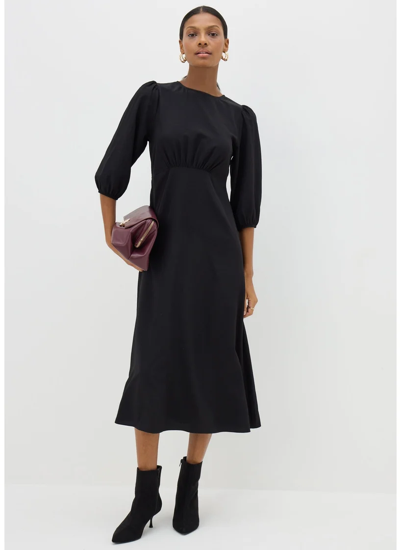 Matalan Black 3/4 Sleeve Tea Midi Dress