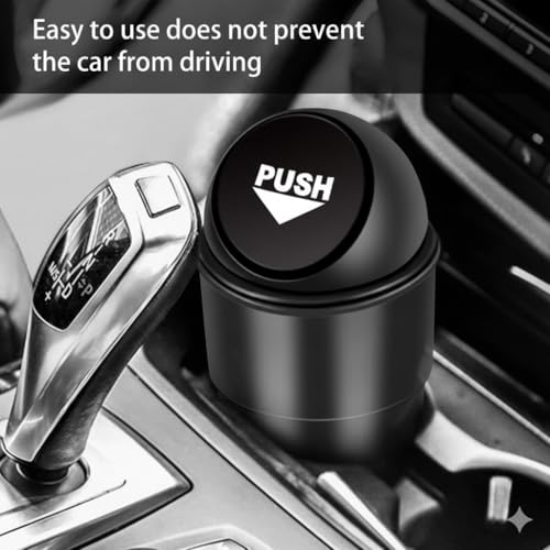 XML Mini Car Dustbin with Black Push-Lid Design for Office Home Kithcen Automotive Accessories Cup Holder Garbage Can Mini Trash Can Multi-Purpose Bucket 20cm small Stylist Black (PACK OF 2) - Image 5