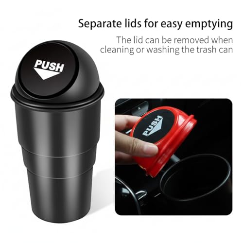 XML Mini Car Dustbin with Black Push-Lid Design for Office Home Kithcen Automotive Accessories Cup Holder Garbage Can Mini Trash Can Multi-Purpose Bucket 20cm small Stylist Black (PACK OF 2) - Image 4