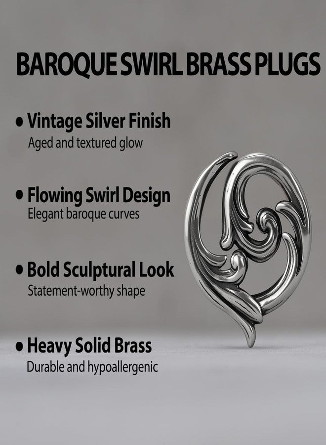 ERKUOO 2PCS Gothic Baroque Occult Ear Tunnels 6mm-25mm Swirl Cross Eye Plugs Gauges Double Flare Saddle Stretching Piercing Jewelry for Women Men Alternative Fashion - Image 2