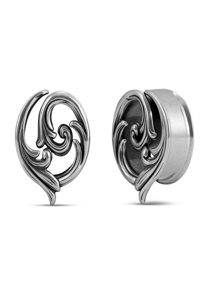 ERKUOO 2PCS Gothic Baroque Occult Ear Tunnels 6mm-25mm Swirl Cross Eye Plugs Gauges Double Flare Saddle Stretching Piercing Jewelry for Women Men Alternative Fashion - Image 1