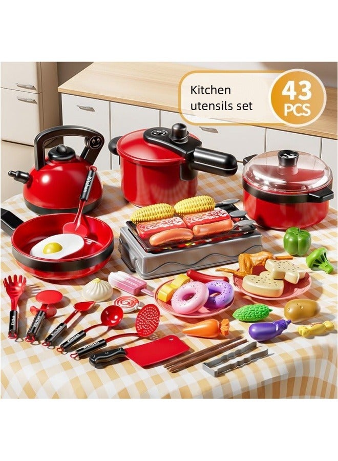 Children's Gift Pretend Play Toy For Boys And Girls, Baby Simulation Kitchen Cooking Set With Fruit Cutting Fun. - Image 1