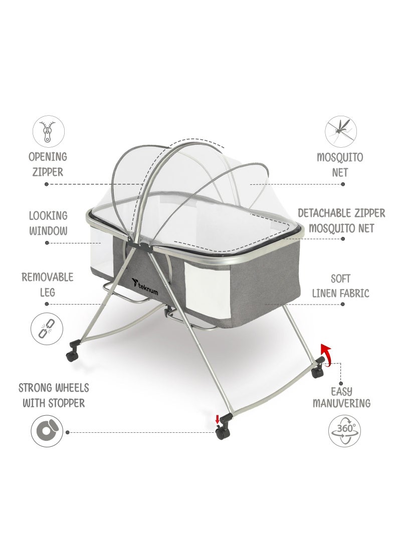 3 - In - 1 Baby Cot , Cradle With Mosquito Net And Wheels - Dark Grey - pzsku/Z5D362F98F03A2C2E003CZ/45/_/1672150299/6ae16b24-a429-4871-a4c1-095fe23c7494
