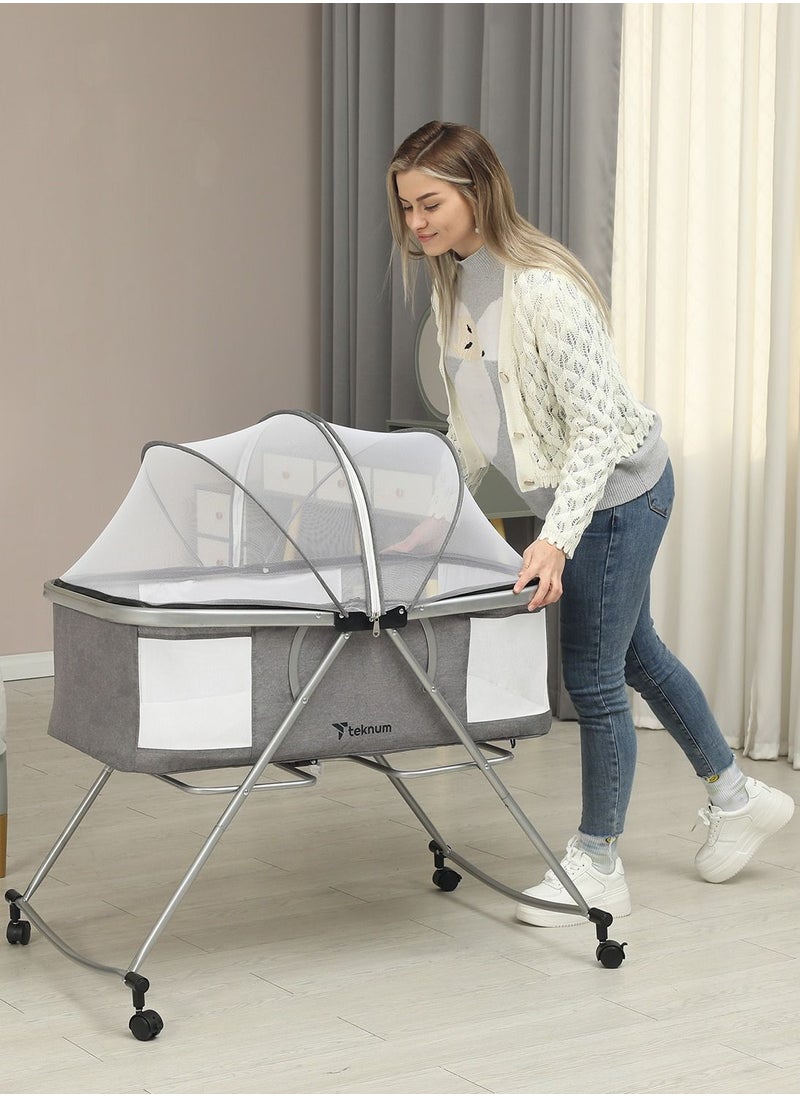 3 - In - 1 Baby Cot , Cradle With Mosquito Net And Wheels - Dark Grey - pzsku/Z5D362F98F03A2C2E003CZ/45/_/1672150300/0e0879c0-d72d-4682-bcbc-a2ae5284debe