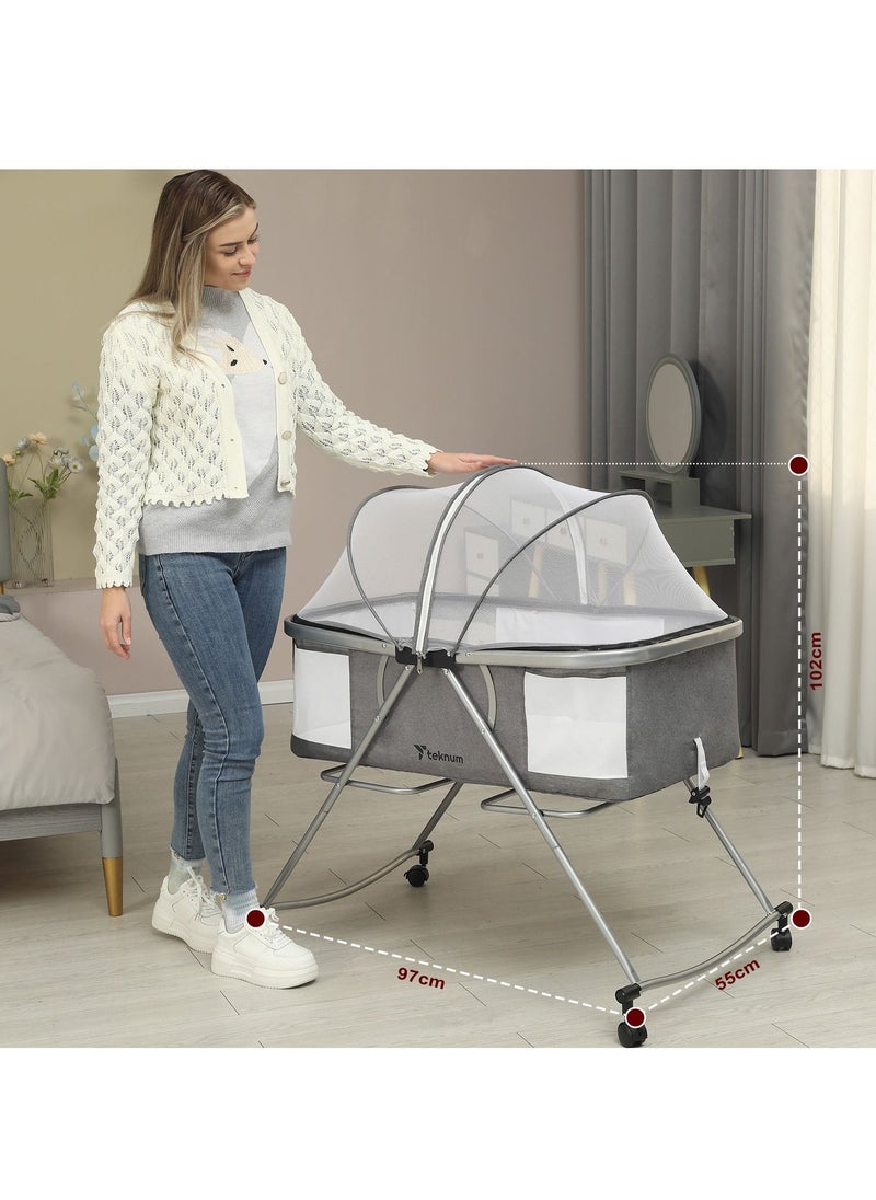 3 - In - 1 Baby Cot , Cradle With Mosquito Net And Wheels - Dark Grey - pzsku/Z5D362F98F03A2C2E003CZ/45/_/1672150300/18713882-e17e-46c2-9695-e46d4a9daba3