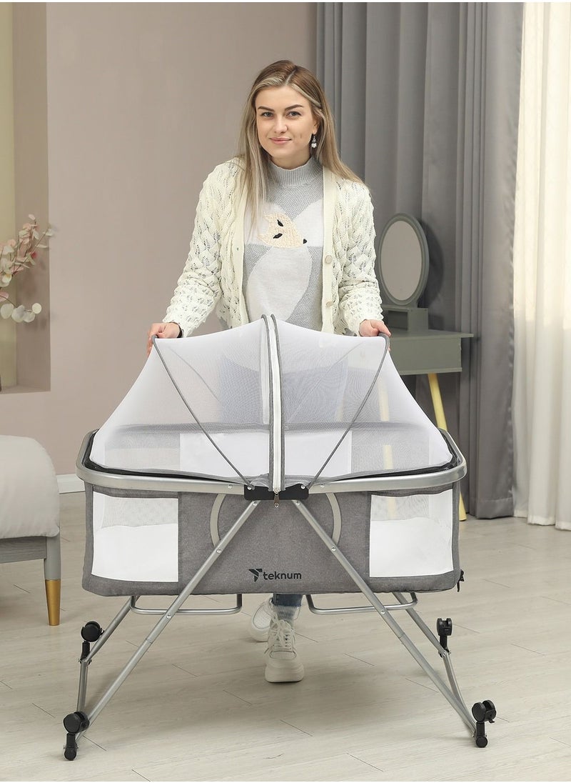 3 - In - 1 Baby Cot , Cradle With Mosquito Net And Wheels - Dark Grey - pzsku/Z5D362F98F03A2C2E003CZ/45/_/1672150300/a8f3efa3-97e9-4cb8-b104-208a135d4a39