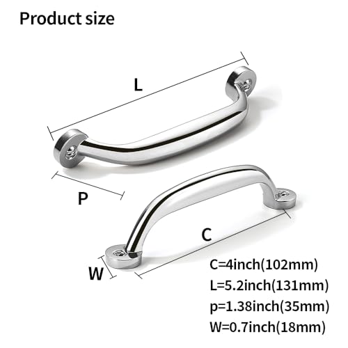 CABDM 10 Pack 4 inch Hole Center Polished Chrome Cabinet Pulls Heavy Duty Solid Drawer Hardware Handles Kitchen Vanity Bathroom Handles - Image 3