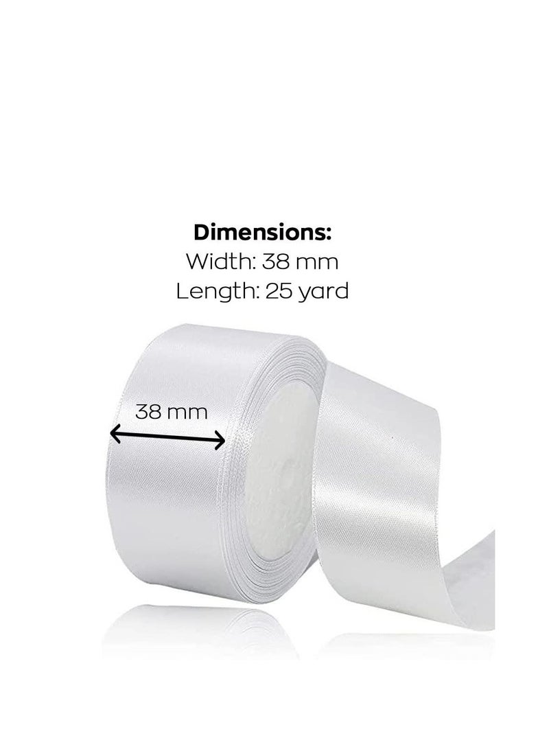 MARKQ White Satin Ribbon, 38mm x 25yd Fabric Polyester Ribbon for Gift Wrapping, Party Favors, Wedding Decorations, Bow Making, Bouquets, Sewing Projects & Craft Supplies  - Image 2