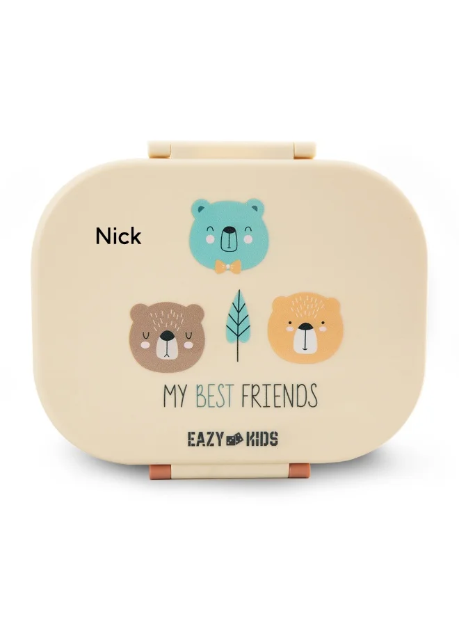 Eazy Kids Eazy Kids Personalized Bento Lunch Box Set of 2, 1200ml + 760ml, Leakproof, BPA Free, Compartment Food Containers - Friend Ivory