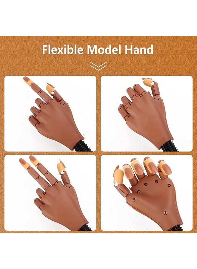 Deciniee Practice Hand For Acrylic Nails Professional Nail Practice Hand Nail Training Hand Flexible Moveable False Fake Mannequin Hand For Nails Art Practice Display With 100Pcs Brown Fake Nail Tips - Image 5