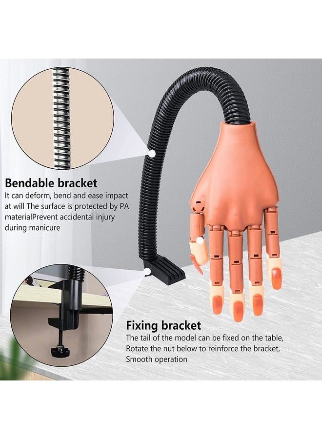 Deciniee Practice Hand For Acrylic Nails Professional Nail Practice Hand Nail Training Hand Flexible Moveable False Fake Mannequin Hand For Nails Art Practice Display With 100Pcs Brown Fake Nail Tips - Image 4