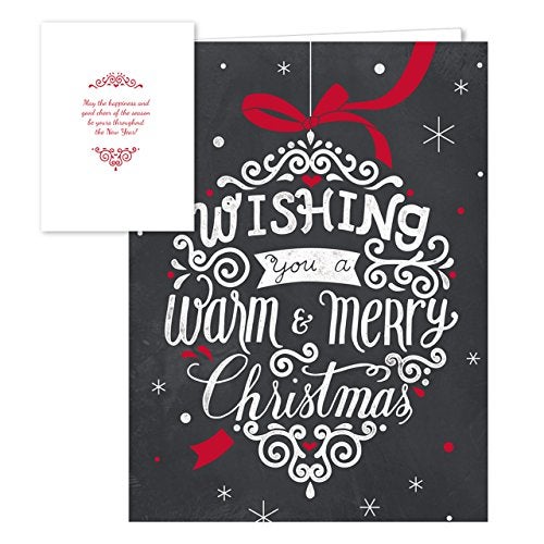 Canopy Street Celebrate the Season Chalkboard Christmas Card Assortment Pack / 25 Greeting Cards Set / 5 Holiday Designs Versed Inside With White Envelopes - Image 5