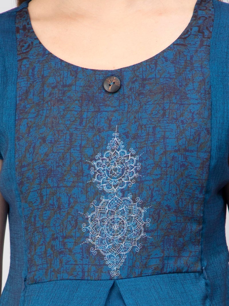 CEE 18 Cotton Rayon Straight Maternity Feeding Kurti for Women with Zippers | Maternity Dress in Breathable Fabric for Pre and Post Pregnancy & Nursing for Mom (Large, Blue) - Image 4