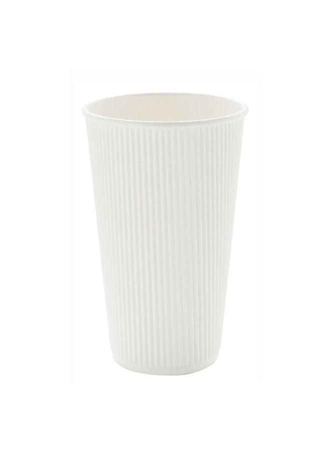 Restaurantware Restaurantware 16 Ounce Ripple Wall Disposable Coffee Cups, 500 Insulated White Paper Tumblers with Rolled Rim Design, Lids Sold Separately for Hot Drinks like Tea, Hot Chocolate and More  - Image 1
