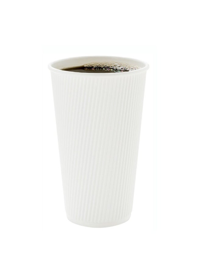 Restaurantware Restaurantware 16 Ounce Ripple Wall Disposable Coffee Cups, 500 Insulated White Paper Tumblers with Rolled Rim Design, Lids Sold Separately for Hot Drinks like Tea, Hot Chocolate and More  - Image 2