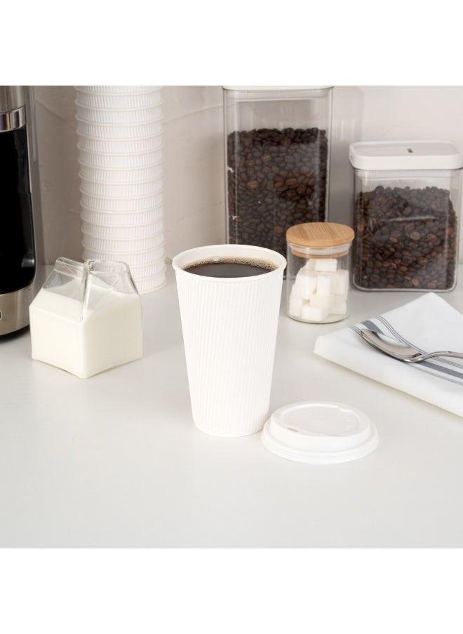 Restaurantware Restaurantware 16 Ounce Ripple Wall Disposable Coffee Cups, 500 Insulated White Paper Tumblers with Rolled Rim Design, Lids Sold Separately for Hot Drinks like Tea, Hot Chocolate and More  - Image 4