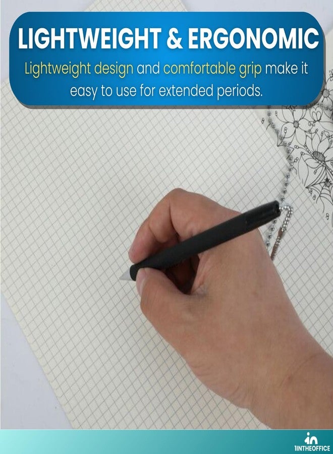 1InTheOffice Pen with Chain, Counter Security Pen, Adhesive Round Pad, Black, 4 Pack - Image 5