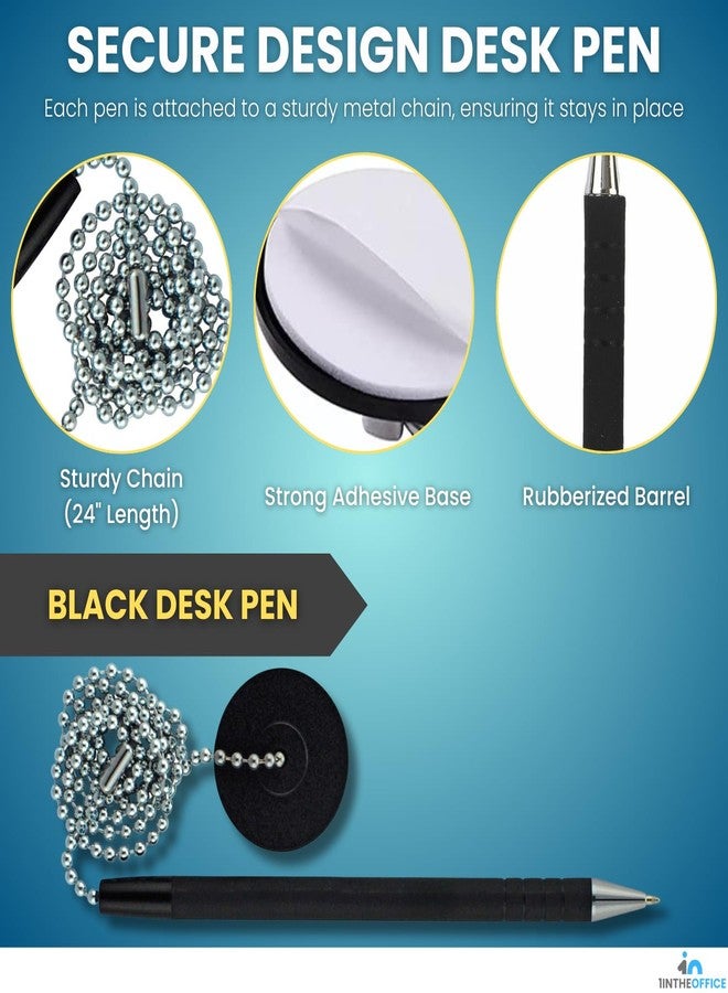 1InTheOffice Pen with Chain, Counter Security Pen, Adhesive Round Pad, Black, 4 Pack - Image 3