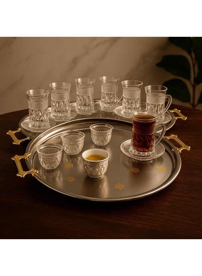 Dania Saudi clear glass tea and coffee cup set, 36 pieces: 12 tea cups + 12 tea saucers + 12 coffee cups - Image 2