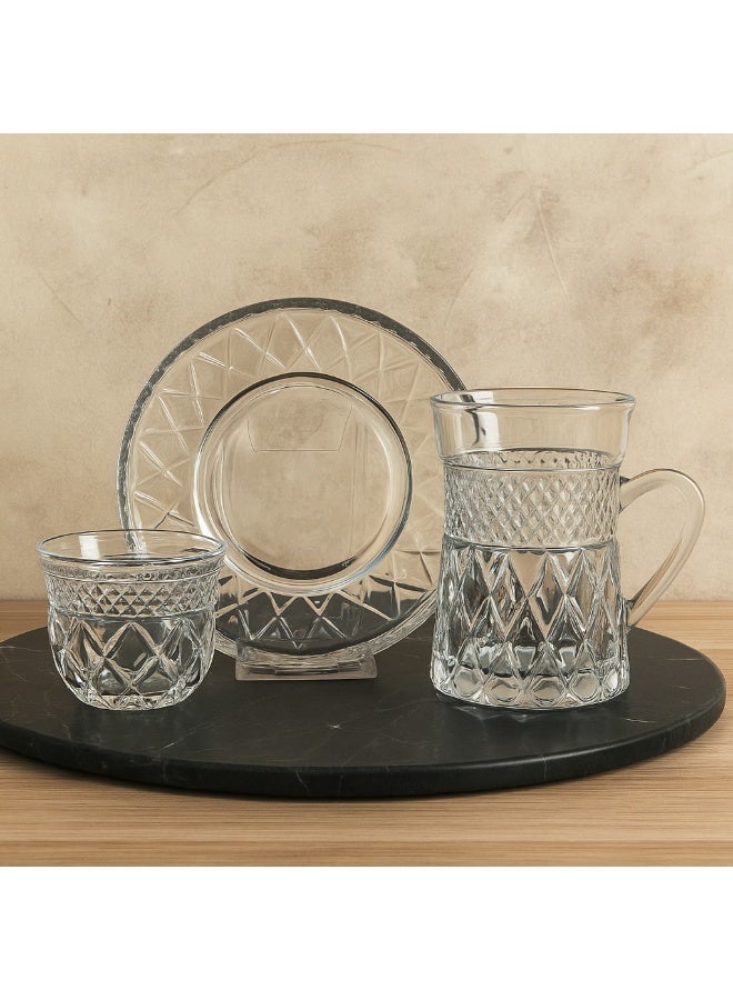 Dania Saudi clear glass tea and coffee cup set, 36 pieces: 12 tea cups + 12 tea saucers + 12 coffee cups - Image 1