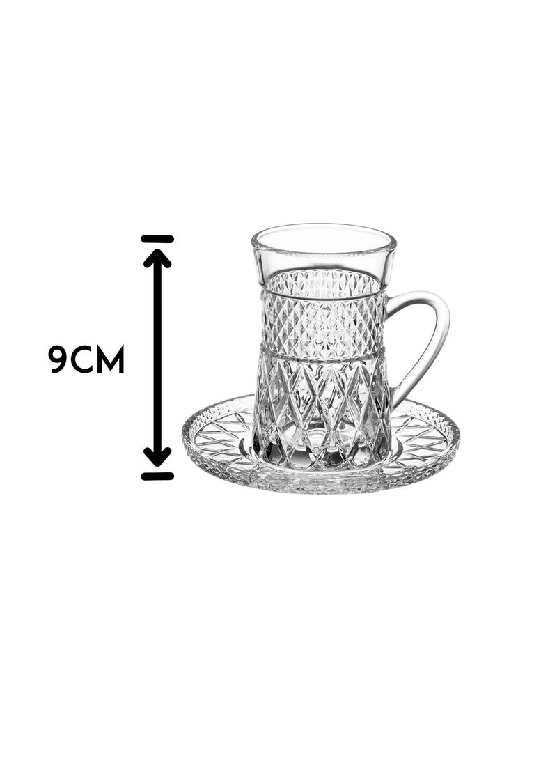 Dania Saudi clear glass tea and coffee cup set, 36 pieces: 12 tea cups + 12 tea saucers + 12 coffee cups - Image 5