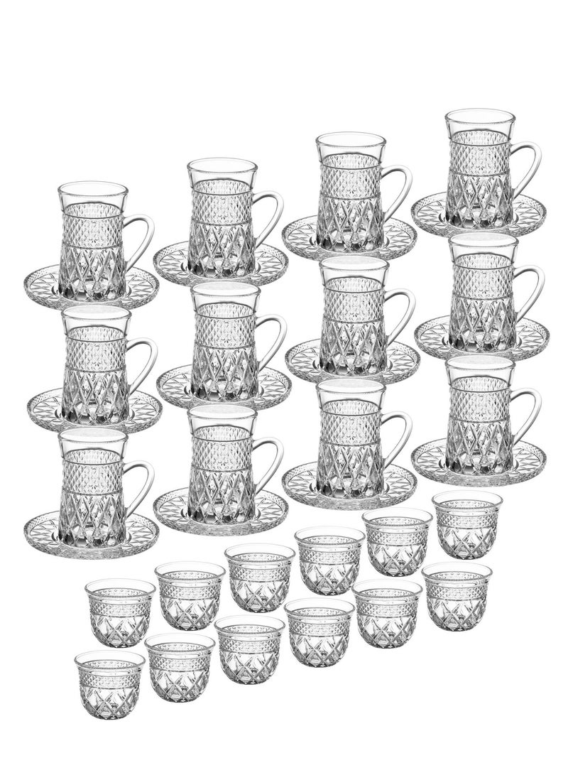Dania Saudi clear glass tea and coffee cup set, 36 pieces: 12 tea cups + 12 tea saucers + 12 coffee cups - Image 4