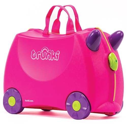 trunki حقيبة سفر للأطفال على شكل دراجة ترانكي | حقيبة أطفال قابلة للسحب | حقيبة لطيفة بحجيرات | حقائب أطفال وضروريات السفر بالطائرة: تريكسى الفتاة الوردية - Image 1