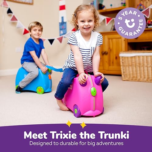 trunki حقيبة سفر للأطفال على شكل دراجة ترانكي | حقيبة أطفال قابلة للسحب | حقيبة لطيفة بحجيرات | حقائب أطفال وضروريات السفر بالطائرة: تريكسى الفتاة الوردية - Image 5
