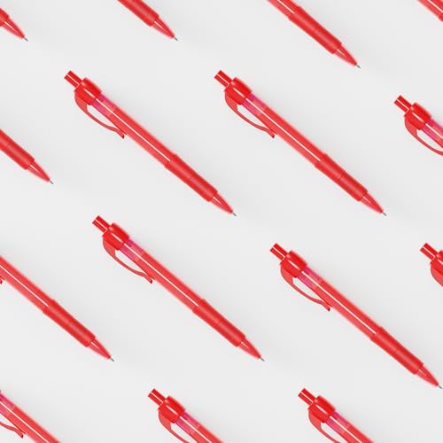 deegtran Pens Bulk, 30 Pack No Bleed Red Ink Click Pens with Soft Grip, Wholesale Retractable Ballpoint Pens for Office School, Medium Point Smooth 1.0MM - Image 5