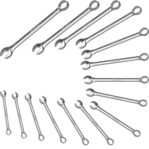 Olsa Tools 15 Pcs Metric Combination Wrench Set, Sizes 8-22mm, Unbreakable, Chrome Vanadium Steel, Polycarbonate - Image 1