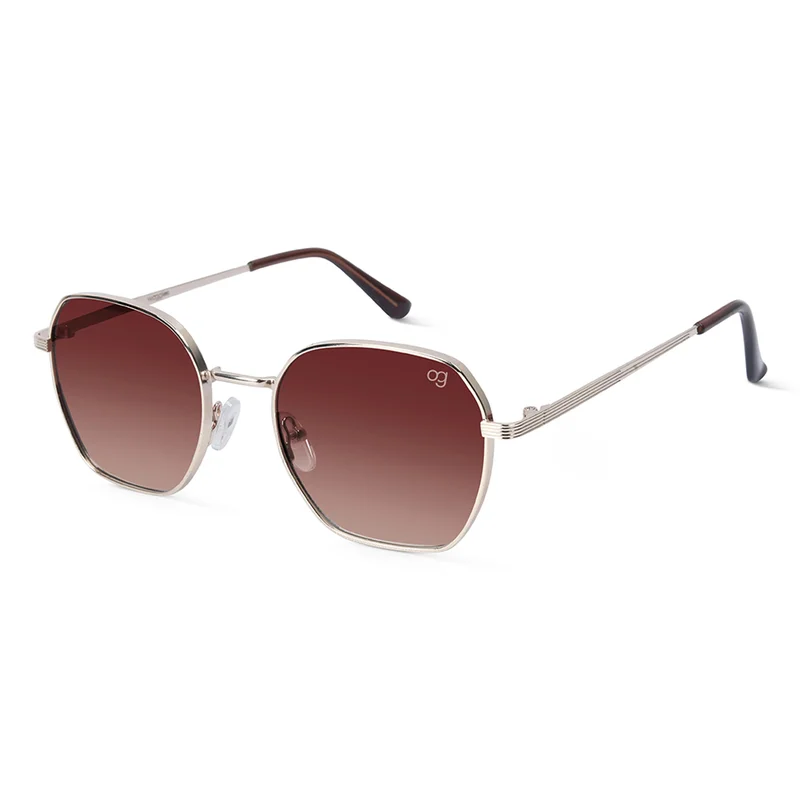 Woggles UV- Protected  Brown Hexagonal Sunglasses
