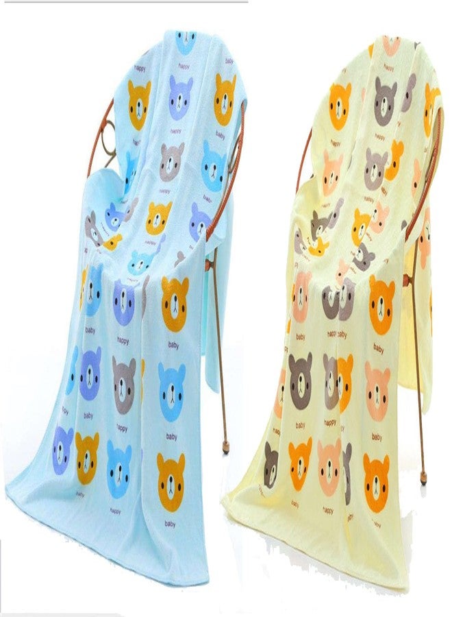 Closecret Cotton Printed Baby Bath Towel - Quick-Dry, Super Soft & Absorbent Gentle on Skin | Perfect for Newborns Infants & Toddlers (0-1 Year) (Cute Cartoon Characters) (Light (Blue and Yellow)) - Image 1