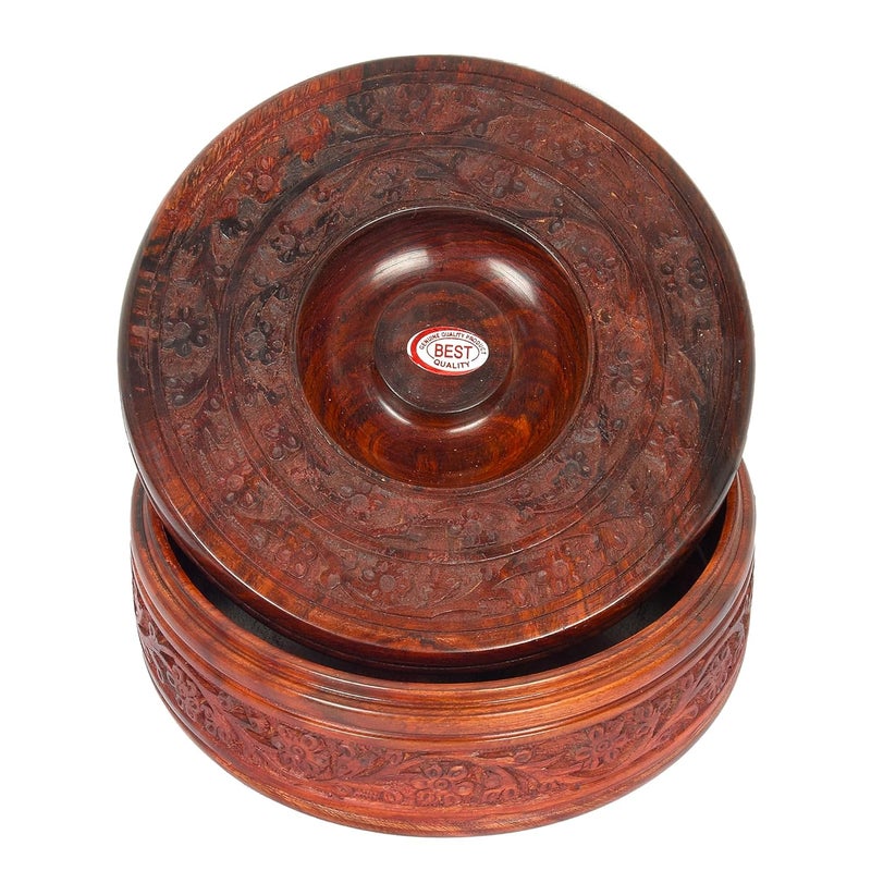 VDR Chapati Box Wooden Roti Hot Box in Sheesham Wood Casseroles Dabba Case Server Tableware Server for Kitchen Brown - Image 3