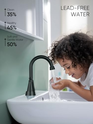 Cobbe Bathroom Faucets for Sink 3 Hole, 4 Inch with Pop Up Drain and 2 Supply Hoses, 2 Handle Centerset Bathroom Faucet for Sink Vanity, Midnight Black Matte, 2 Pack - Image 3