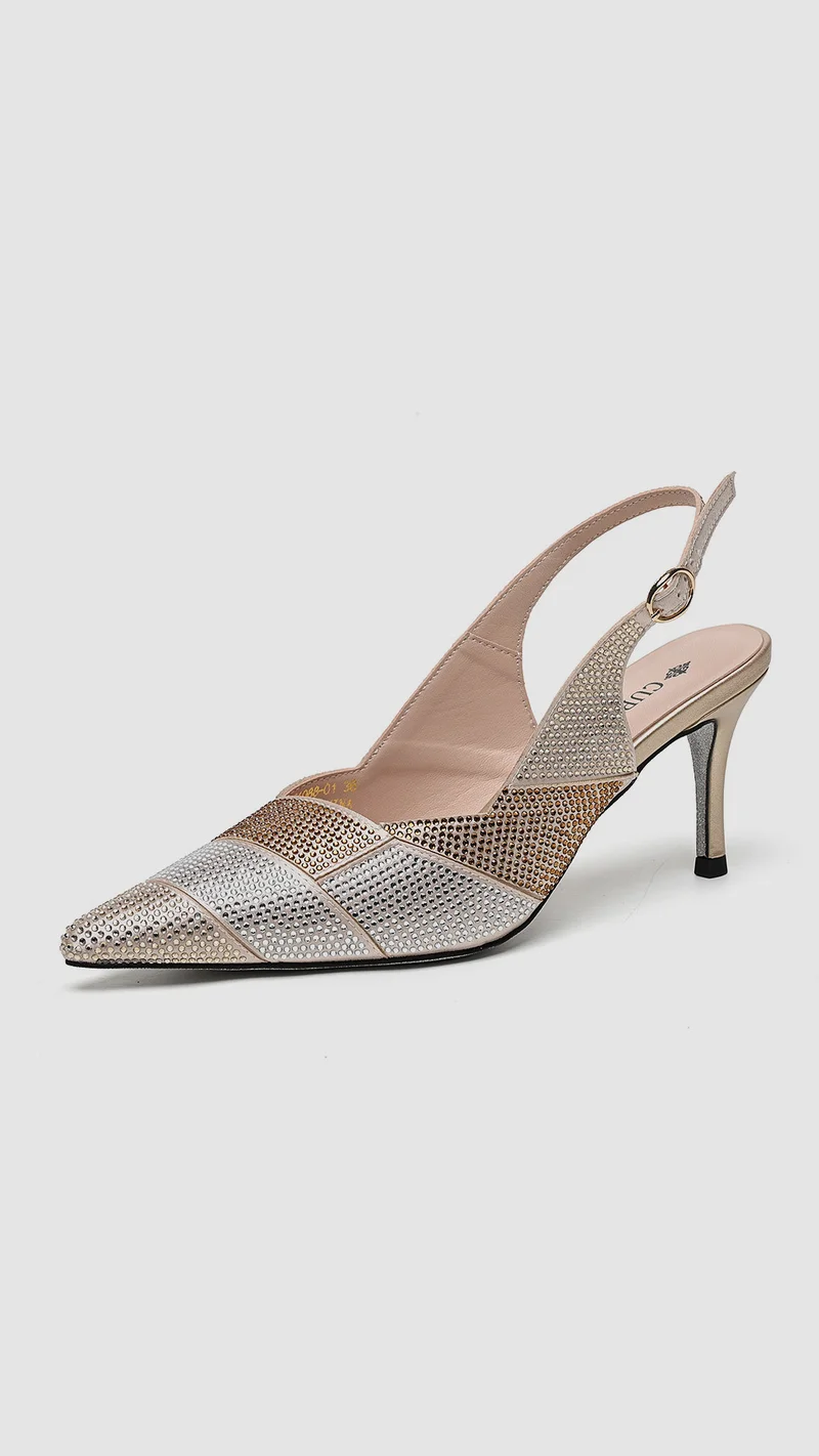 Cuple high-heeled slingback shoe