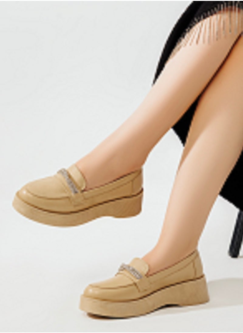 LIFESTYLISH - Ballerina Leather With Diamond Strap GZ-5 - Beige - Image 1