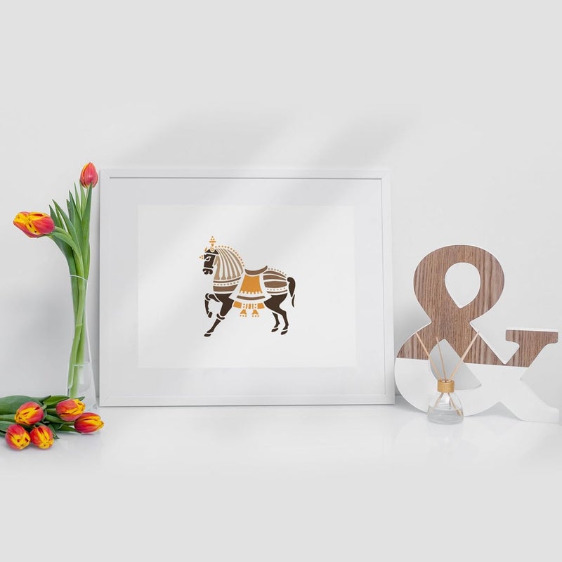 SWAGSTATION Indian Camel Stencil Indian Horse Stencil 6x6x Inch 2 Stencil Tribal Stencil Animal Stencils for Craft and Art Animal Stencils for Painting on Canvas Indian Folk Art Stencils - Image 3