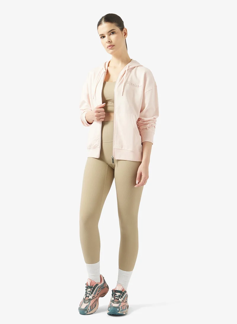 Reebok Pure Pink Studded Logo Full Zip Hoodie for Women | Best Price UAE