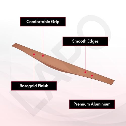 LAPO Elite 16-Inch Aluminium Drawer Profile Pull Handle - Ideal For Kitchen Cabinets, Wardrobe Doors, Office Drawer Profile Handle For Home/Hotel/Office (Rose Gold Finish,Pack Of 1) - Image 4