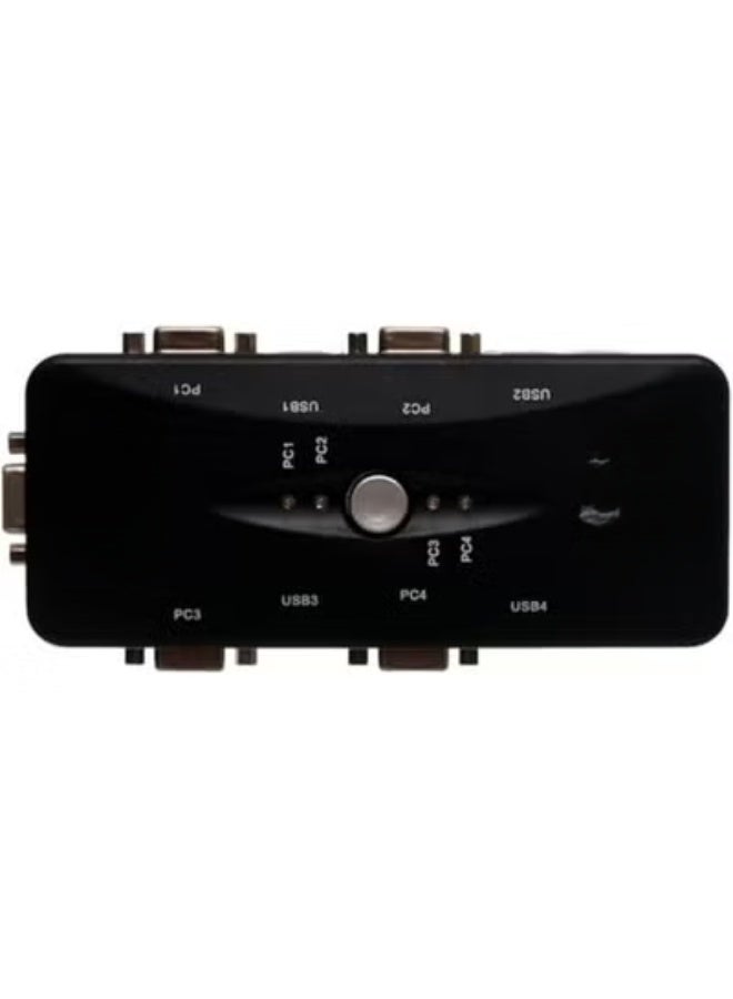 جهاز KVM سويتش بـ 4 منافذ USB – تحكم في أكتر من كمبيوتر بشاشة وماوس وكيبورد واحد – تشغيل مباشر وسهل - Image 1