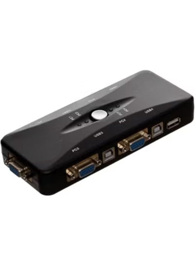 جهاز KVM سويتش بـ 4 منافذ USB – تحكم في أكتر من كمبيوتر بشاشة وماوس وكيبورد واحد – تشغيل مباشر وسهل - Image 2