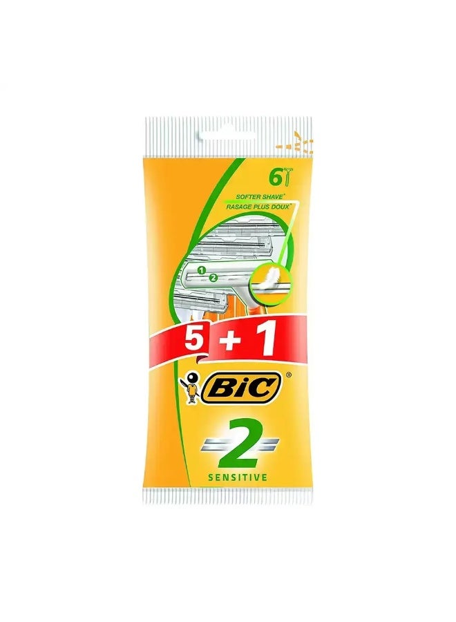 Bic BIC Sensitive Disposable Razors, Pack of 6 Pcs - Image 1