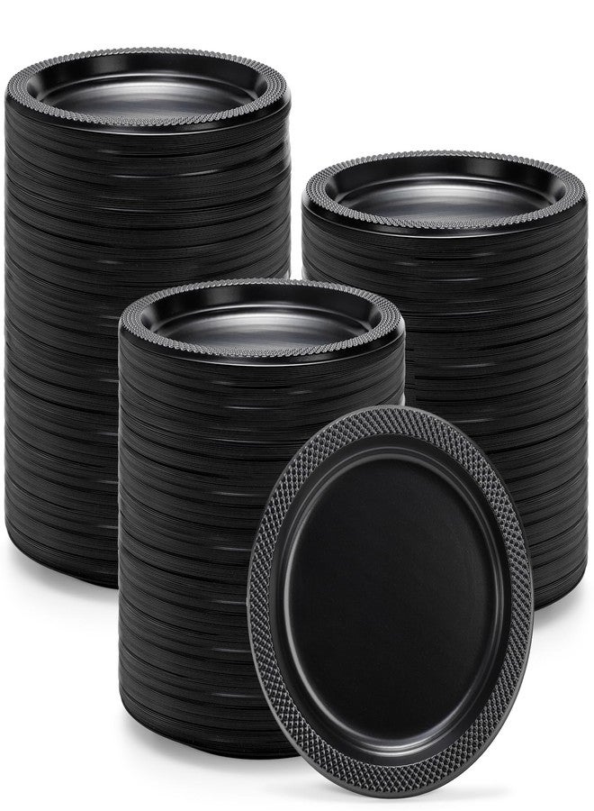 Cididu 200 Pcs Black Disposable Plates for Party, 6 Inch Small Plastic Dessert Plates, Round Appetizer Plate for Dinner, Sturdy Bulk Black Cake Plates for BBQ Wedding Birthday Travel Events Buffets - Image 1