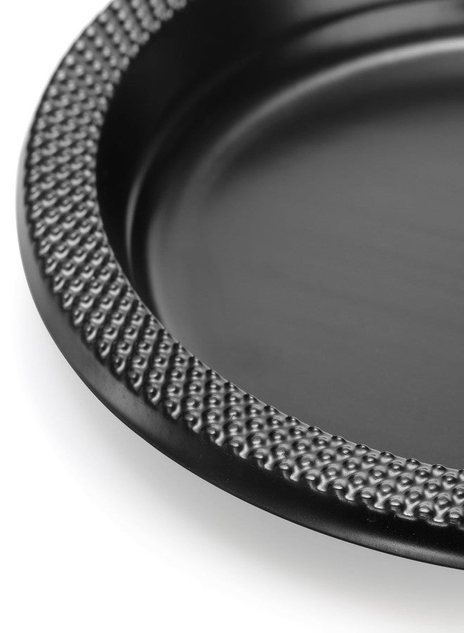 Cididu 200 Pcs Black Disposable Plates for Party, 6 Inch Small Plastic Dessert Plates, Round Appetizer Plate for Dinner, Sturdy Bulk Black Cake Plates for BBQ Wedding Birthday Travel Events Buffets - Image 4