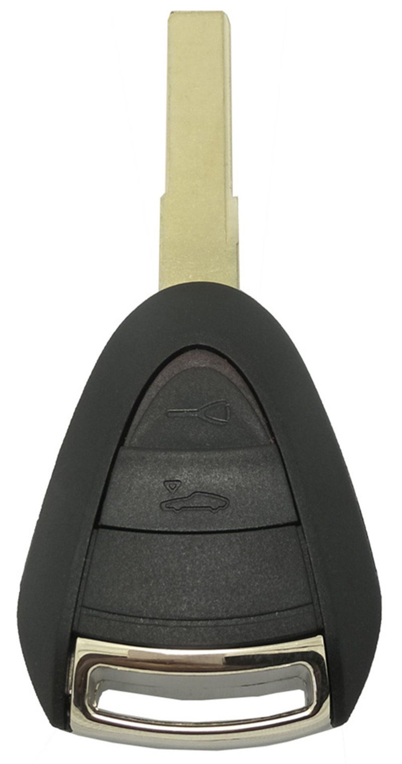 Replacement Key Fob Cover Fit for Porsche 911 Cayman Boxster Carrera GT Keyless Entry Remote 2 Buttons with Uncut Blade Blank (Black)