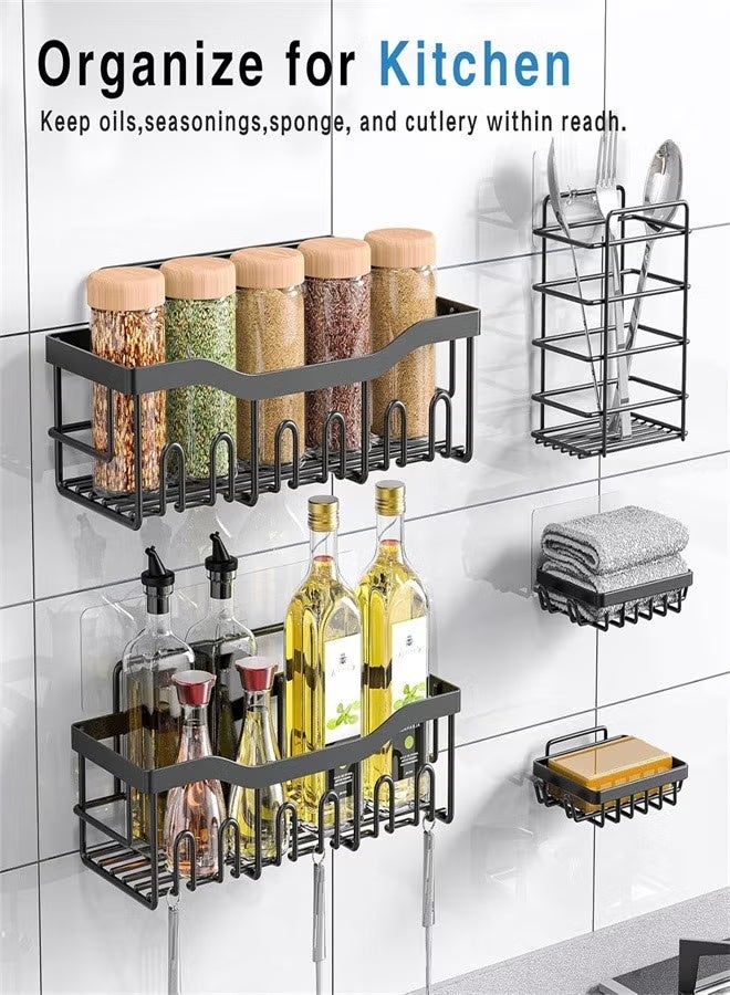 Shower Caddy Adhesive Replacement, 6pcs Adhesive Shower Caddy Shelf Adhesive, Strong Adhesive Hooks, No Drilling Shower Shelves for Bathroom, Kitchen, Soap Holder - Image 4