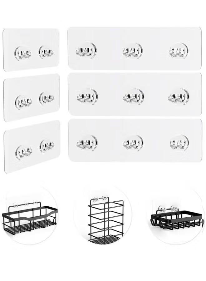 Shower Caddy Adhesive Replacement, 6pcs Adhesive Shower Caddy Shelf Adhesive, Strong Adhesive Hooks, No Drilling Shower Shelves for Bathroom, Kitchen, Soap Holder - Image 1