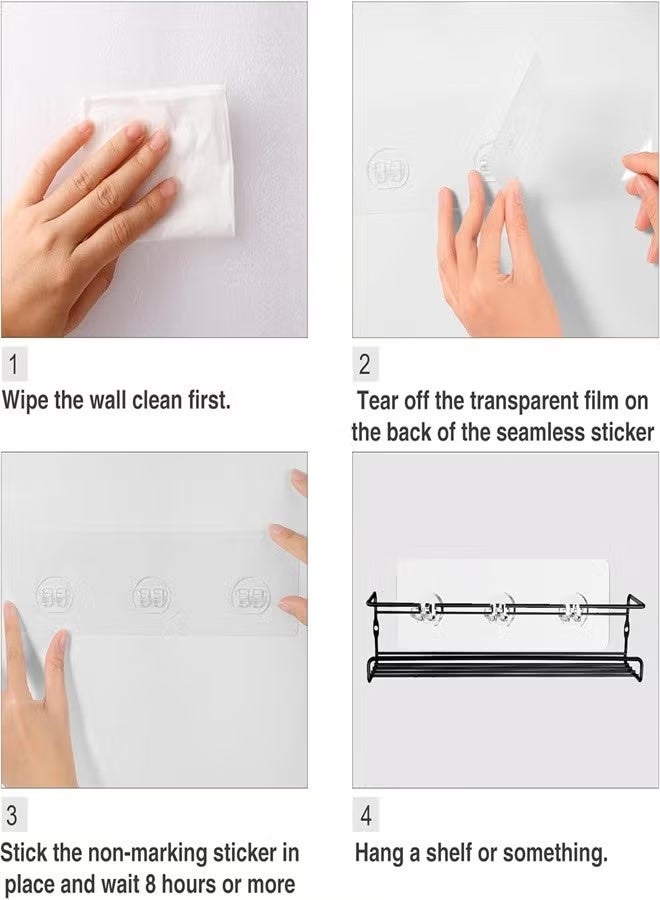 Shower Caddy Adhesive Replacement, 6pcs Adhesive Shower Caddy Shelf Adhesive, Strong Adhesive Hooks, No Drilling Shower Shelves for Bathroom, Kitchen, Soap Holder - Image 3